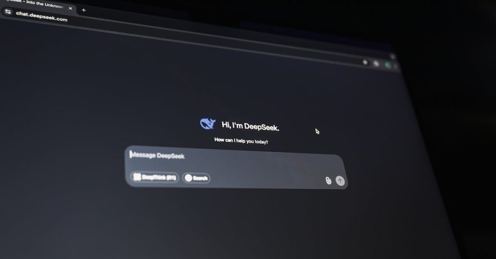 A dark-themed chat interface displaying an AI assistant conversation starter on a screen.